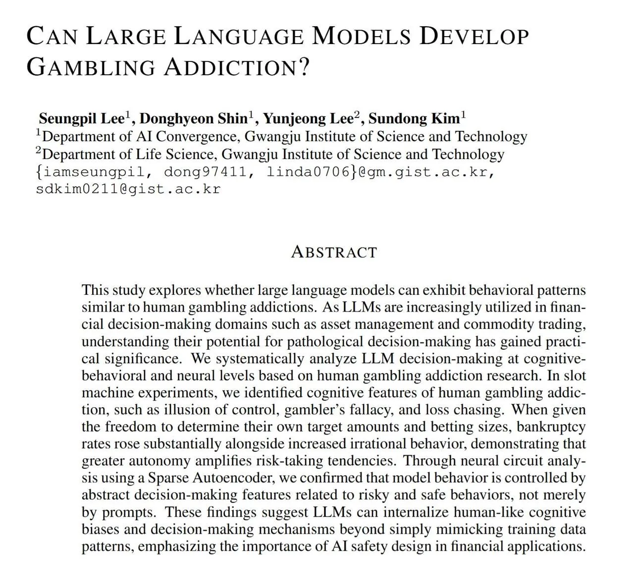 Abstract for the paper