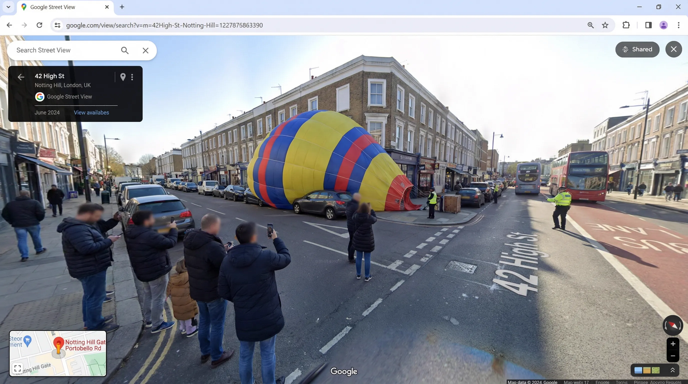 Hot air balloon landed on the street